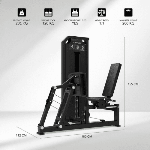 Tunturi Platinum Seated Leg Press – Beinpresse mit Gewichtsstapel (25PVS30000) – Bild 4